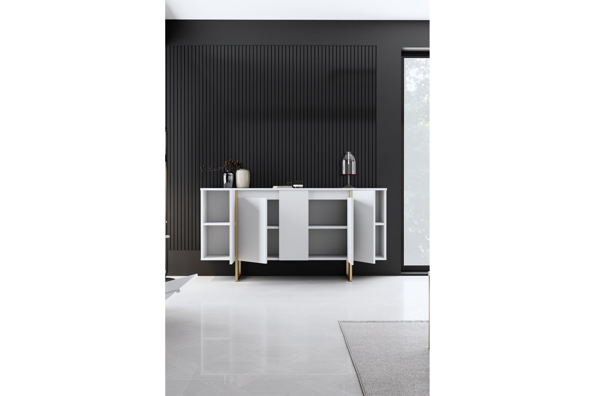 Luxe Konsollbord 160 cm - Vit/Guld - Møbler - Bord - Avlastningsbord - Konsollbord