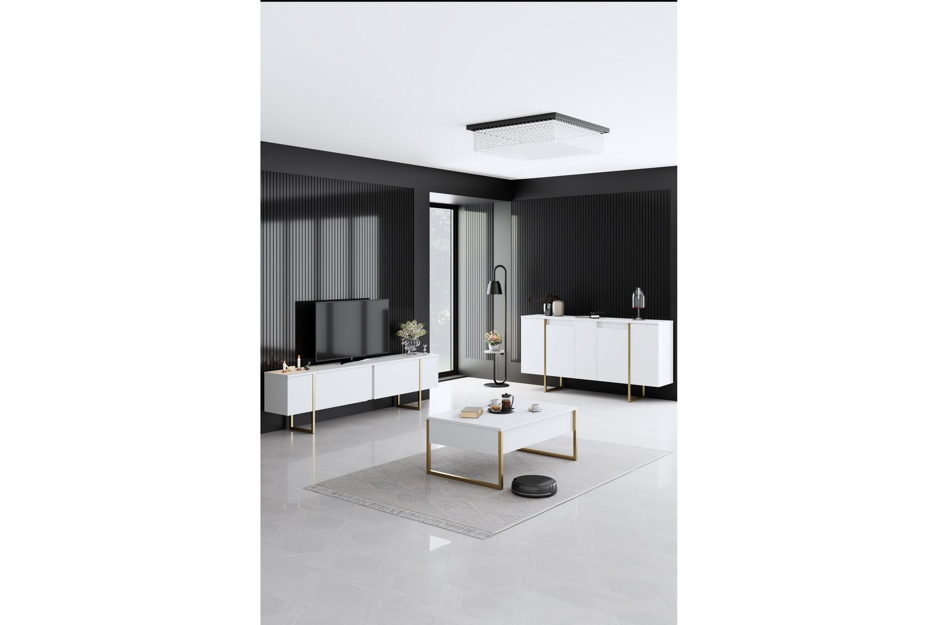 Luxe Konsollbord 160 cm - Vit/Guld - Møbler - Bord - Avlastningsbord - Konsollbord