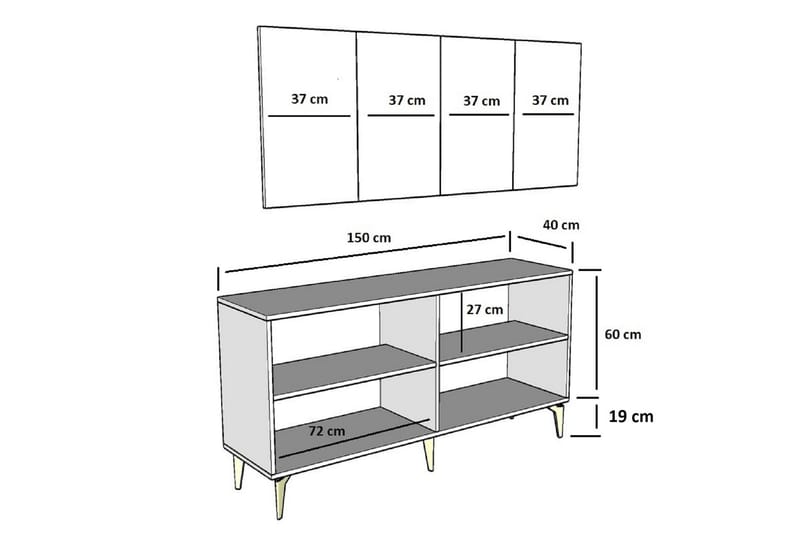 Naruyuki Konsollbord 150 cm - Gull/Hvit - Gangbord - Konsollbord