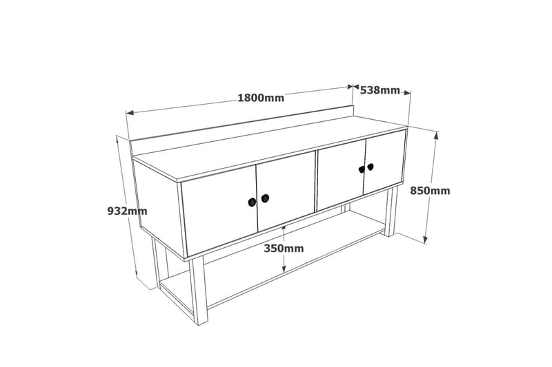 Numandro Avlastningsbord 180 cm - Teak / Antrasitt - Møbler - Bord - Avlastningsbord - Konsollbord