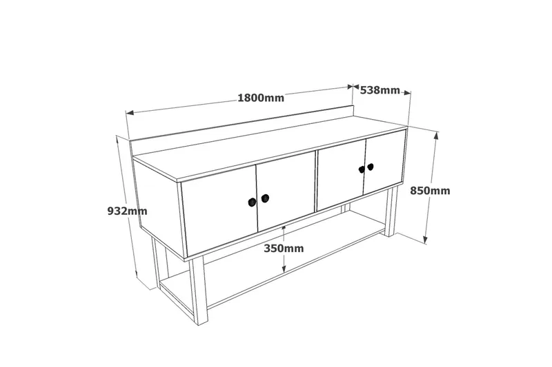 Numandro Avlastningsbord 180 cm - Teak / Antrasitt - Møbler - Bord - Avlastningsbord - Konsollbord