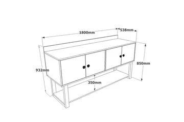 Numandro Avlastningsbord 180 cm - Teak / Antrasitt - Møbler - Bord - Avlastningsbord - Konsollbord