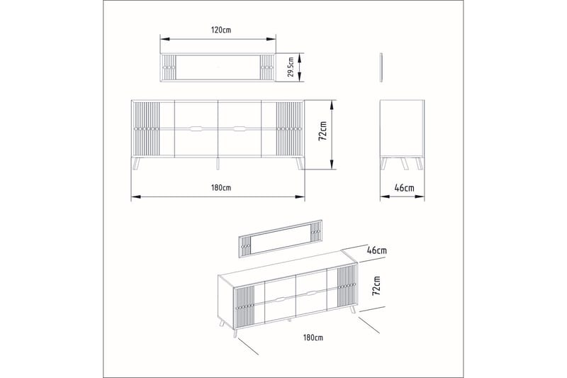 Ocotla Sidebord 180 cm - Hvit - Møbler - Bord - Avlastningsbord - Konsollbord