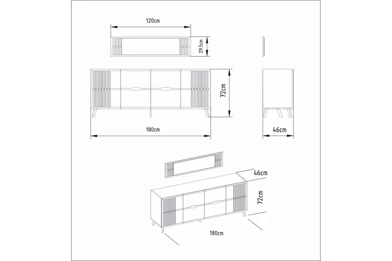 Ocotla Sidebord 180 cm - Hvit - Møbler - Bord - Avlastningsbord - Konsollbord