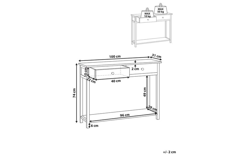 Konsollbord Salton 100x31x74 cm - 100x31x74 cm - Møbler - Bord - Avlastningsbord - Gangbord