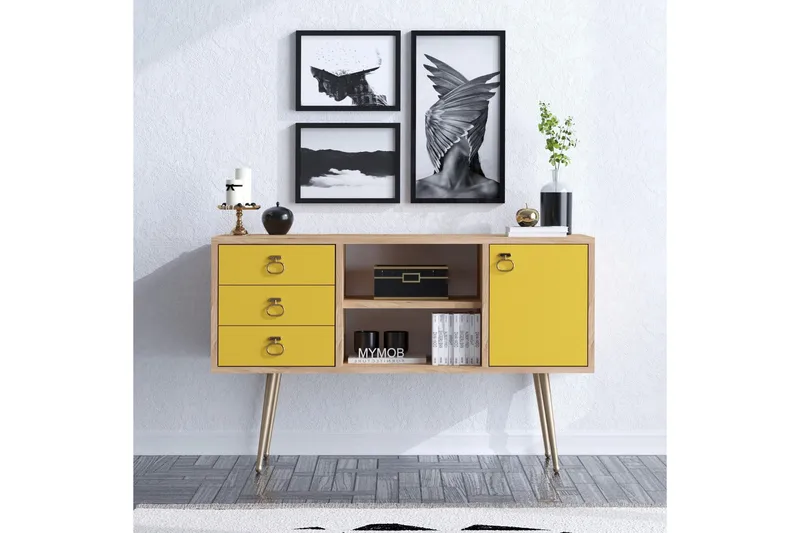 SidobordEk|Gul - Møbler - Bord - Avlastningsbord - Konsollbord