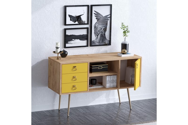 SidobordEk|Gul - Møbler - Bord - Avlastningsbord - Konsollbord