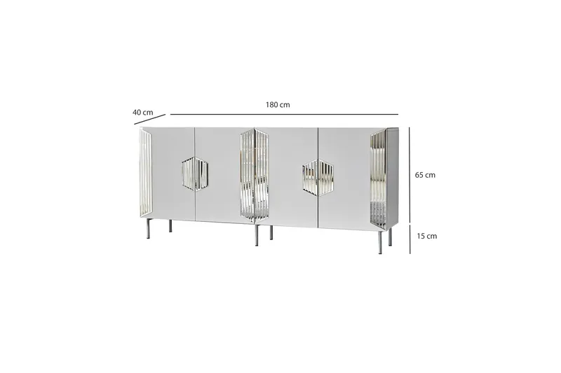 Stedum Konsollbord 180 cm - Hvit/Sølv - Oppbevaring - Oppbevaringsmøbler - Sideboard & skjenker