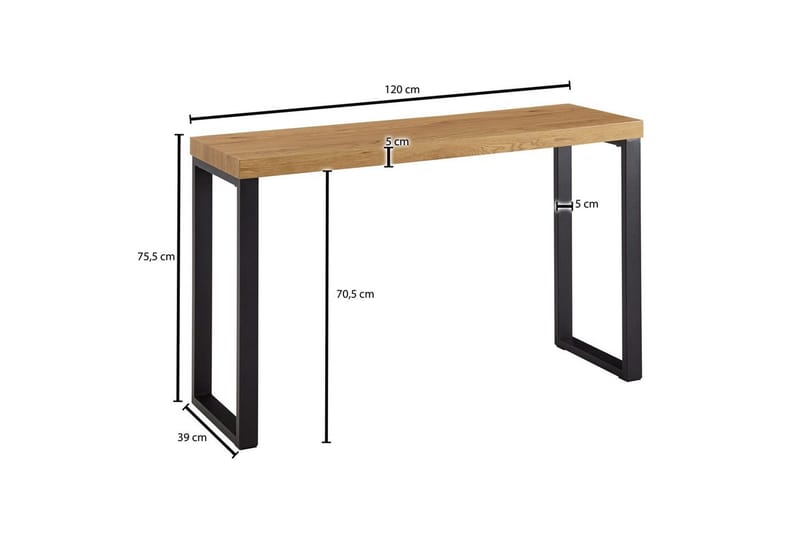 Konsollbord Wohnling 120 cm moderne konsoll med metallben Brun - Brun - Møbler - Bord - Avlastningsbord - Gangbord