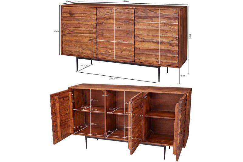 Konsollbord Wohnling Brun, Svart - Oppbevaring - Oppbevaringsmøbler - Sideboard & skjenker