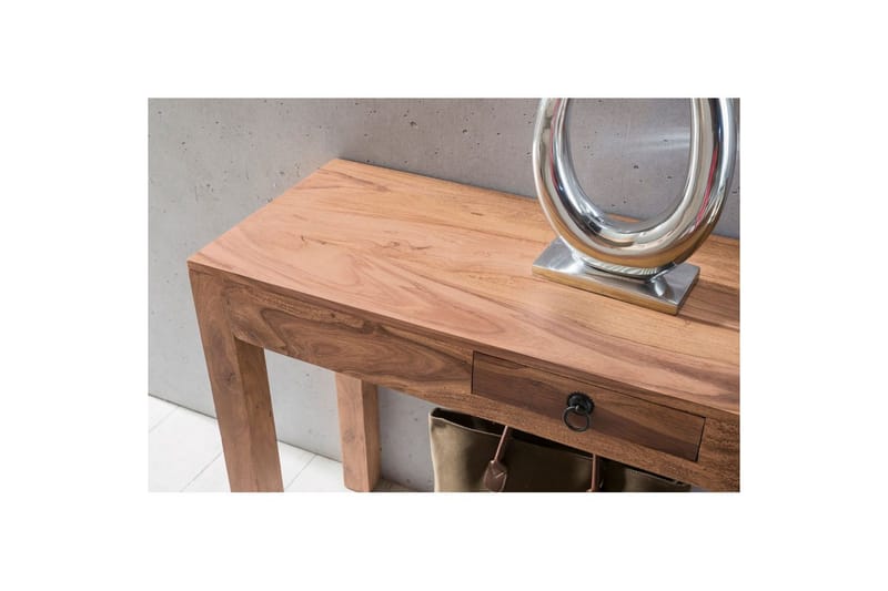 Konsollbord Wohnling massivt tre, 1 skuff, landlig stil Akasie - Akasie - Møbler - Bord - Avlastningsbord - Gangbord