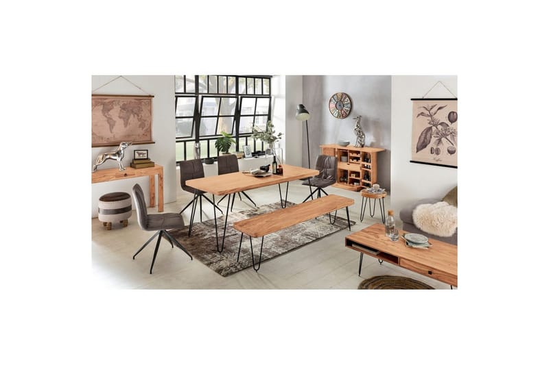 Konsollbord Wohnling massivt tre, 1 skuff, landlig stil Akasie - Akasie - Møbler - Bord - Avlastningsbord - Gangbord