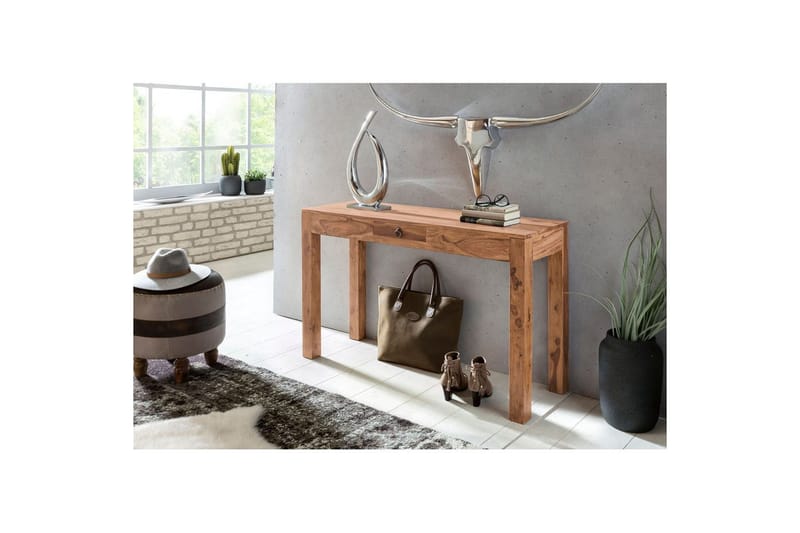 Konsollbord Wohnling massivt tre, 1 skuff, landlig stil Akasie - Akasie - Møbler - Bord - Avlastningsbord - Gangbord