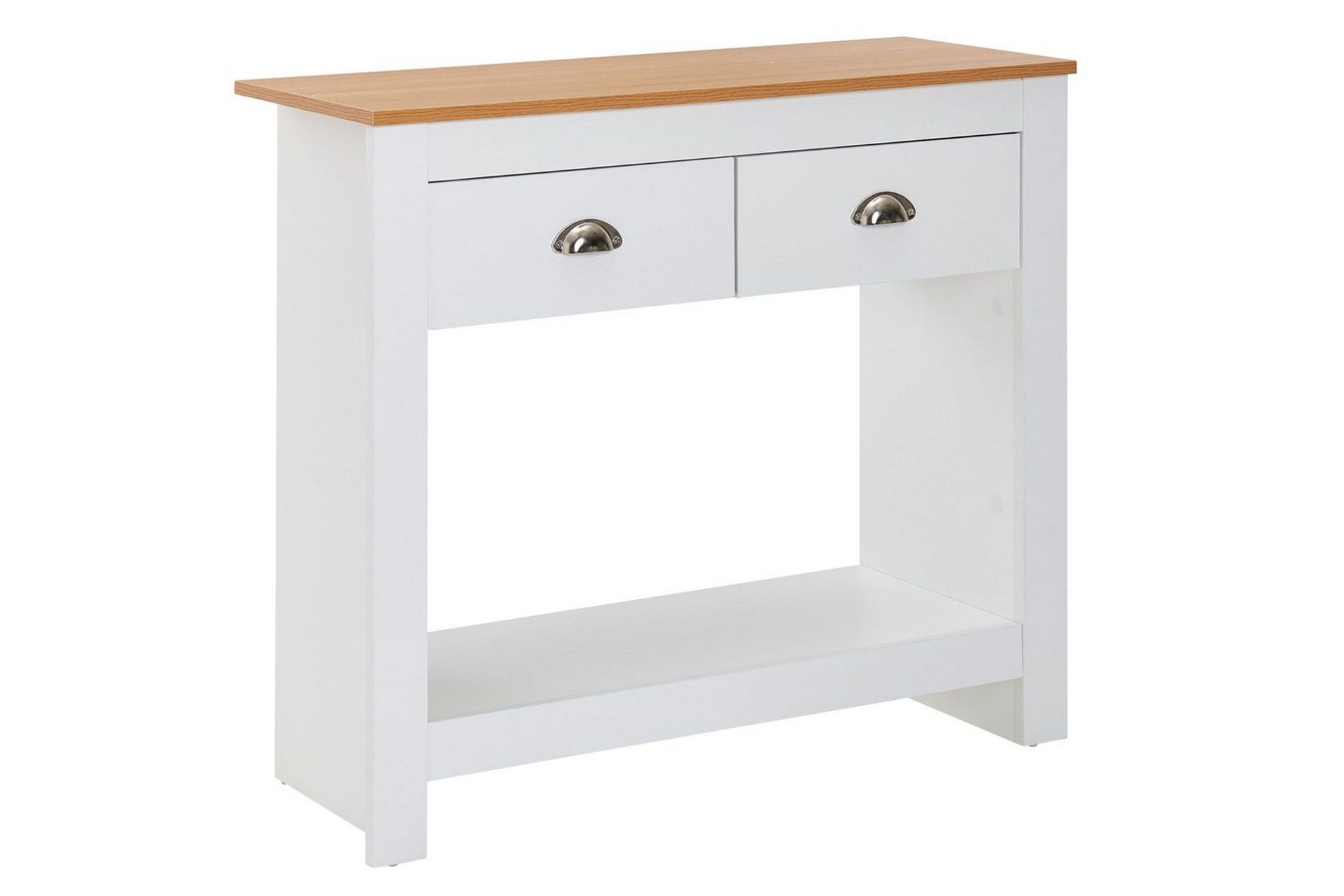 Konsollbord Wohnling Massivt tre eik tofarget 85 cm 2 skuffer moderne husstil -