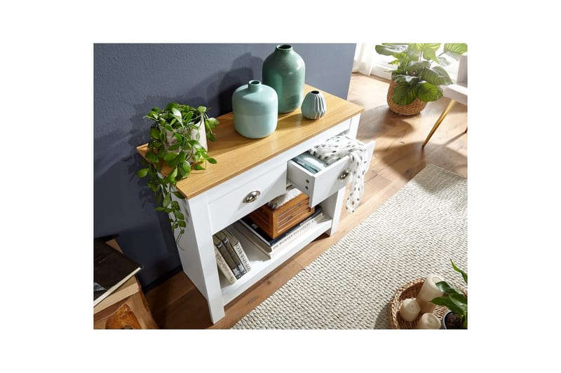 Konsollbord Wohnling Massivt tre eik tofarget 85 cm 2 skuffer moderne husstil - Møbler - Bord - Avlastningsbord - Gangbord