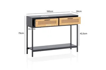 Konsollbord Wohnling Solid tre 100 cm 2 skuffer industriell stil Wienerflett - Møbler - Bord - Avlastningsbord - Gangbord