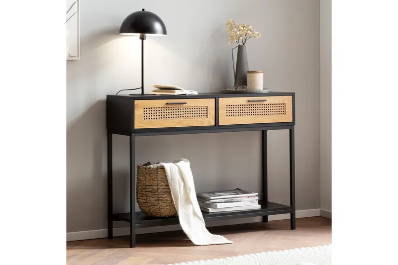 Konsollbord Wohnling Solid tre 100 cm 2 skuffer industriell stil Wienerflett - Møbler - Bord - Avlastningsbord - Gangbord