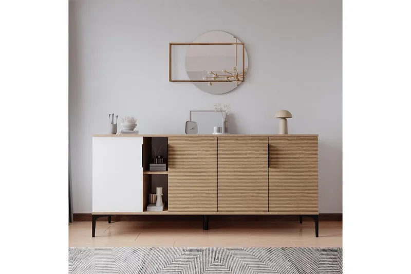 Kunar Konsollbord 180 cm - Hvit/Natur - Møbler - Bord - Avlastningsbord - Gangbord