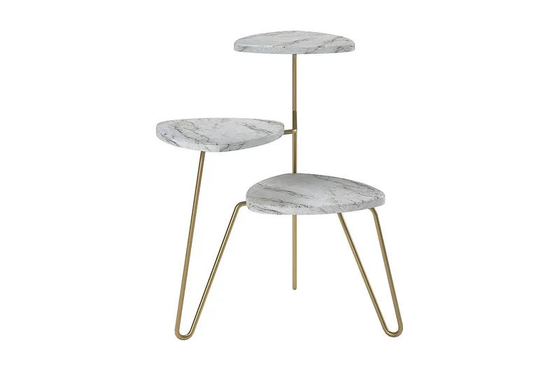 AtHena Sidebord 55 cm Marmorlook/Hvit/Messing - Novogratz - Møbler - Bord - Avlastningsbord - Lampebord & sidebord