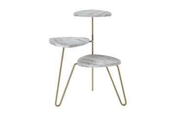 AtHena Sidebord 55 cm Marmorlook/Hvit/Messing - Novogratz - Møbler - Bord - Avlastningsbord - Lampebord & sidebord