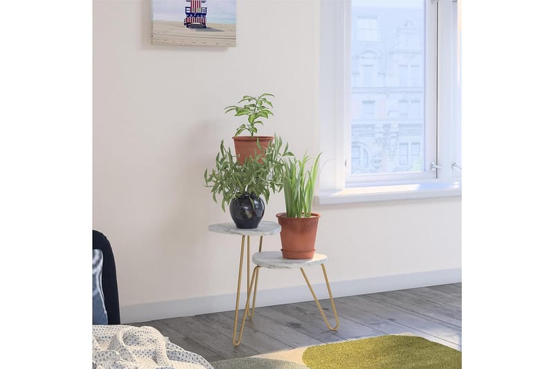 AtHena Sidebord 55 cm Marmorlook/Hvit/Messing - Novogratz - Møbler - Bord - Avlastningsbord - Lampebord & sidebord