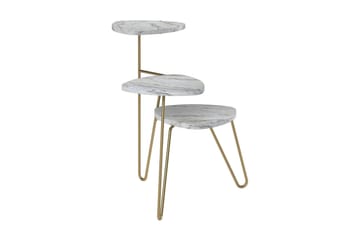 AtHena Sidebord 55 cm Marmorlook/Hvit/Messing - Novogratz - Møbler - Bord - Avlastningsbord - Lampebord & sidebord
