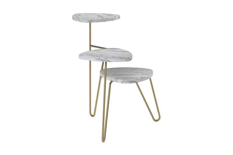 AtHena Sidebord 55 cm Marmorlook/Hvit/Messing - Novogratz - Møbler - Bord - Avlastningsbord - Lampebord & sidebord