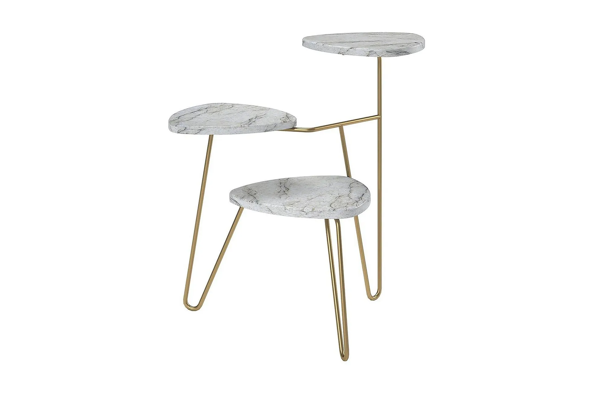 AtHena Sidebord 55 cm Marmorlook/Hvit/Messing - Novogratz