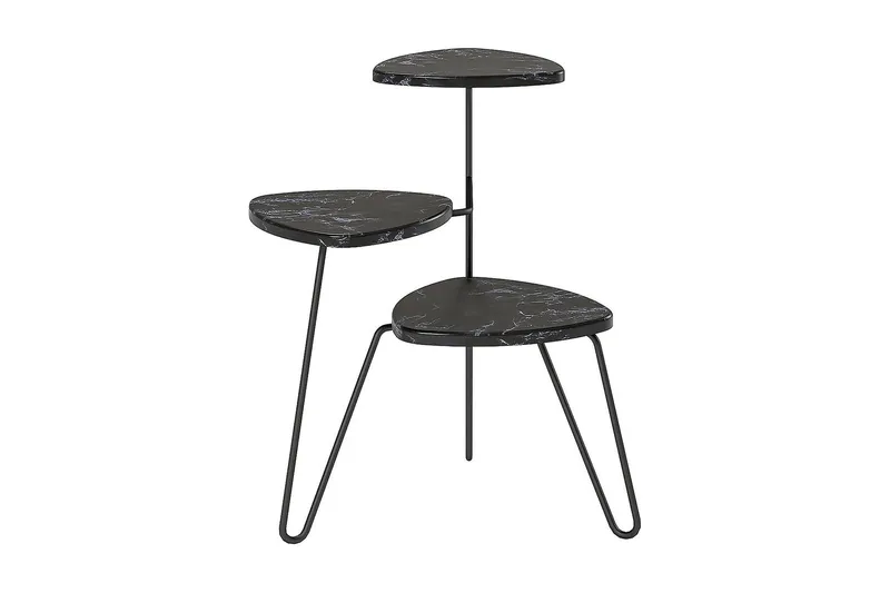 AtHena Sidebord 55 cm Marmorlook/Svart - Novogratz - Møbler - Bord - Avlastningsbord - Lampebord & sidebord