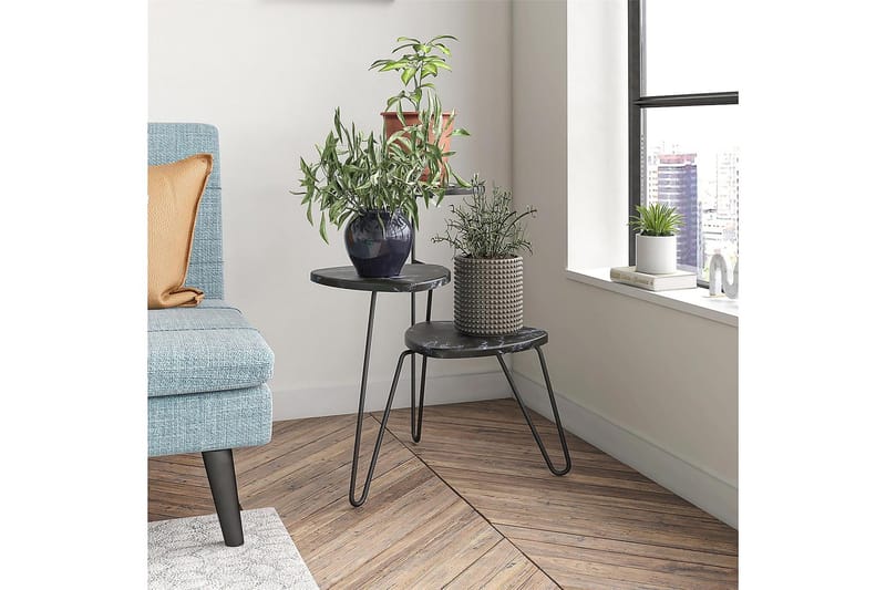 AtHena Sidebord 55 cm Marmorlook/Svart - Novogratz - Møbler - Bord - Avlastningsbord - Lampebord & sidebord