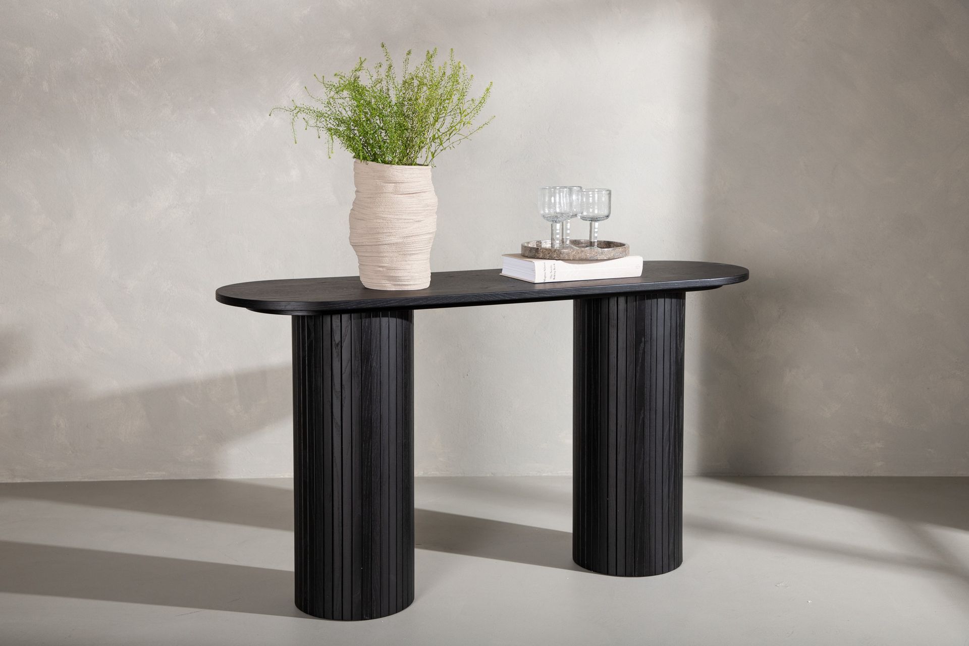 Bianca Sidebord 130x40x72 cm Oval - Sort - Møbler - Bord - Avlastningsbord - Lampebord & sidebord