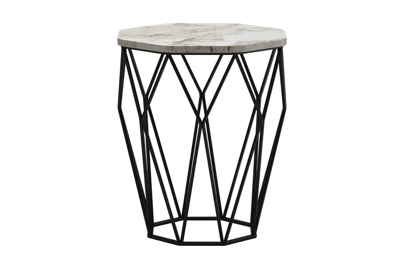 Bojana Sidebord Rundt 46 cm - Grå/Svart - Møbler - Bord - Avlastningsbord - Lampebord & sidebord