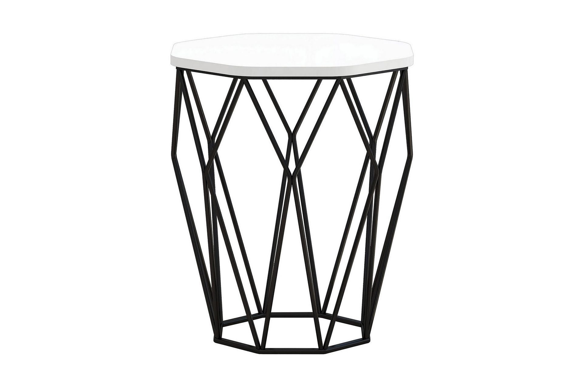 Bojana Sidebord Rundt 46 cm - Hvit/Svart