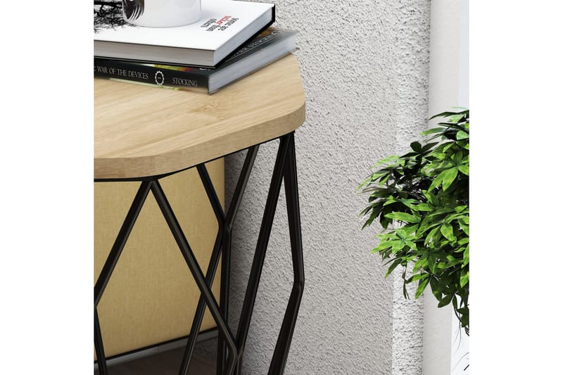 Bojana Sidebord Rundt 46 cm - Natur/Svart - Møbler - Bord - Avlastningsbord - Lampebord & sidebord