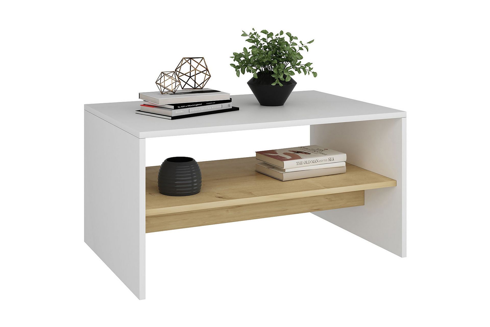 Bozdogan Side Avlastningsbord 90 cm - Hvit/Natur - Møbler - Bord - Avlastningsbord - Lampebord & sidebord