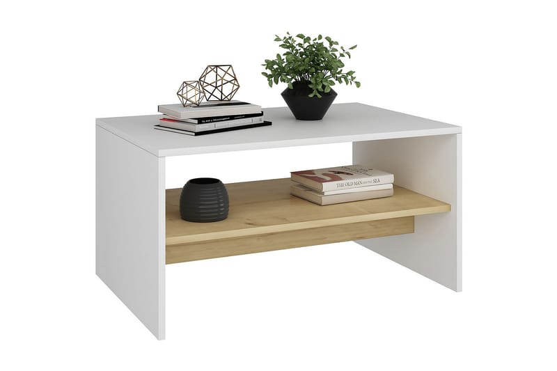 Bozdogan Side Avlastningsbord 90 cm - Hvit/Natur - Møbler - Bord - Avlastningsbord - Lampebord & sidebord