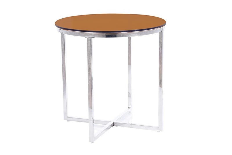 Crystalia Sidebord 55 cm Rundt - Amber/Røykfarget Glass/Sølv - Møbler - Bord - Avlastningsbord - Lampebord & sidebord