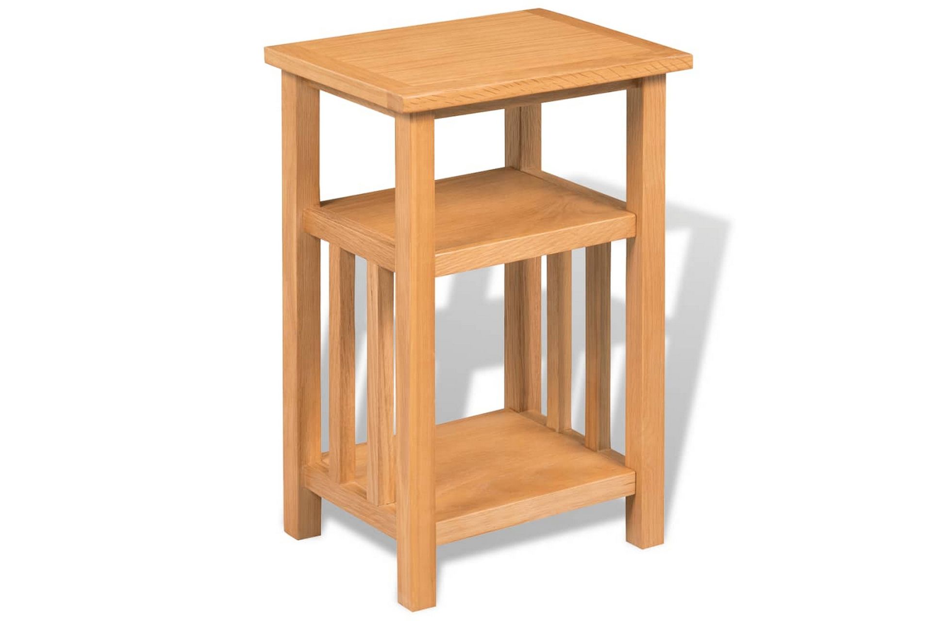 Endebord med bladhylle 27x35x55 cm heltre eik - Eik - Møbler - Bord - Avlastningsbord - Lampebord & sidebord