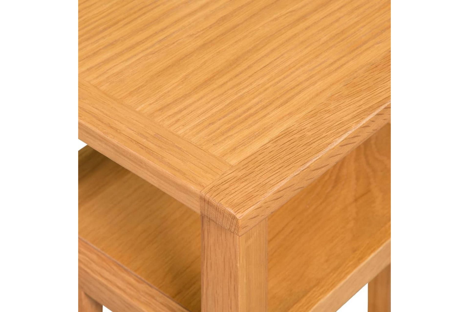 Endebord med bladhylle 27x35x55 cm heltre eik - Eik - Møbler - Bord - Avlastningsbord - Lampebord & sidebord