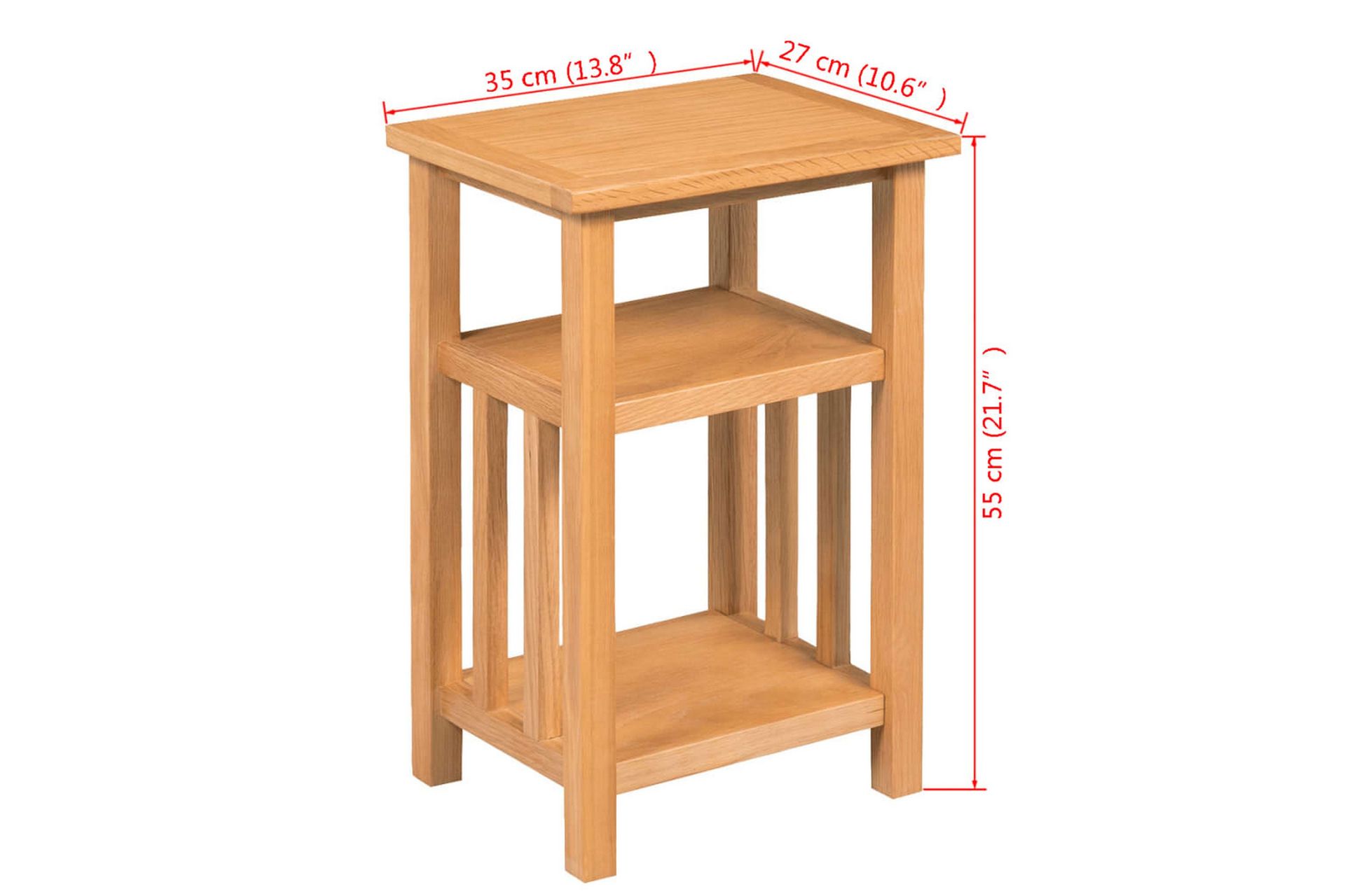 Endebord med bladhylle 27x35x55 cm heltre eik - Eik - Møbler - Bord - Avlastningsbord - Lampebord & sidebord