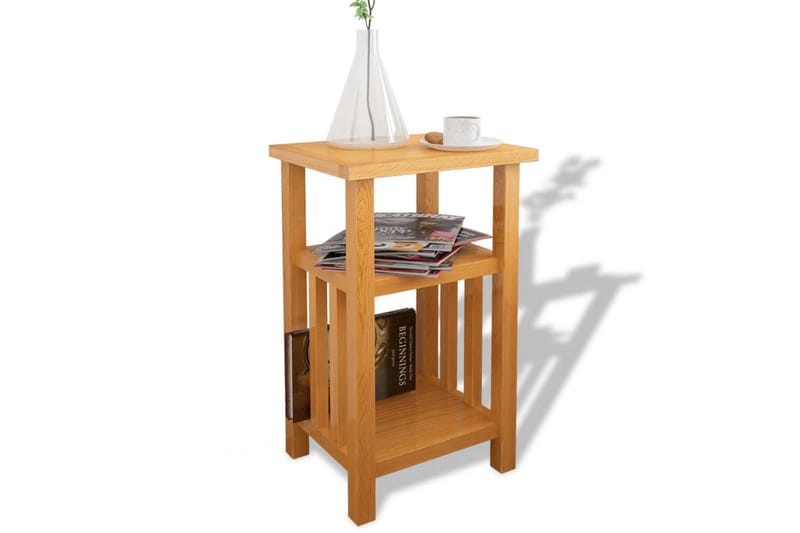 Endebord med bladhylle 27x35x55 cm heltre eik - Eik - Møbler - Bord - Avlastningsbord - Lampebord & sidebord