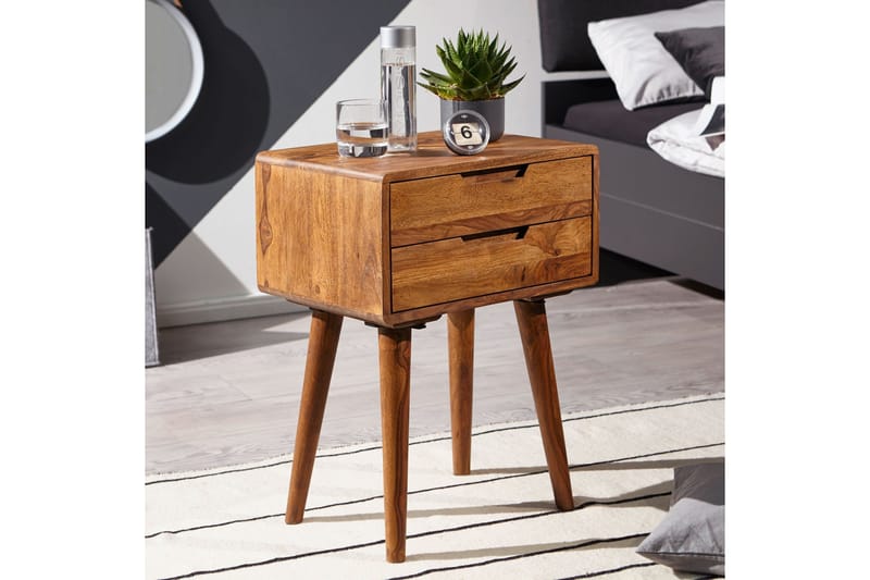 Eshott Nattbord 47 cm med Oppbevaring og Skuffer i Tre - Brun - Møbler - Bord - Avlastningsbord - Sengebord & nattbord