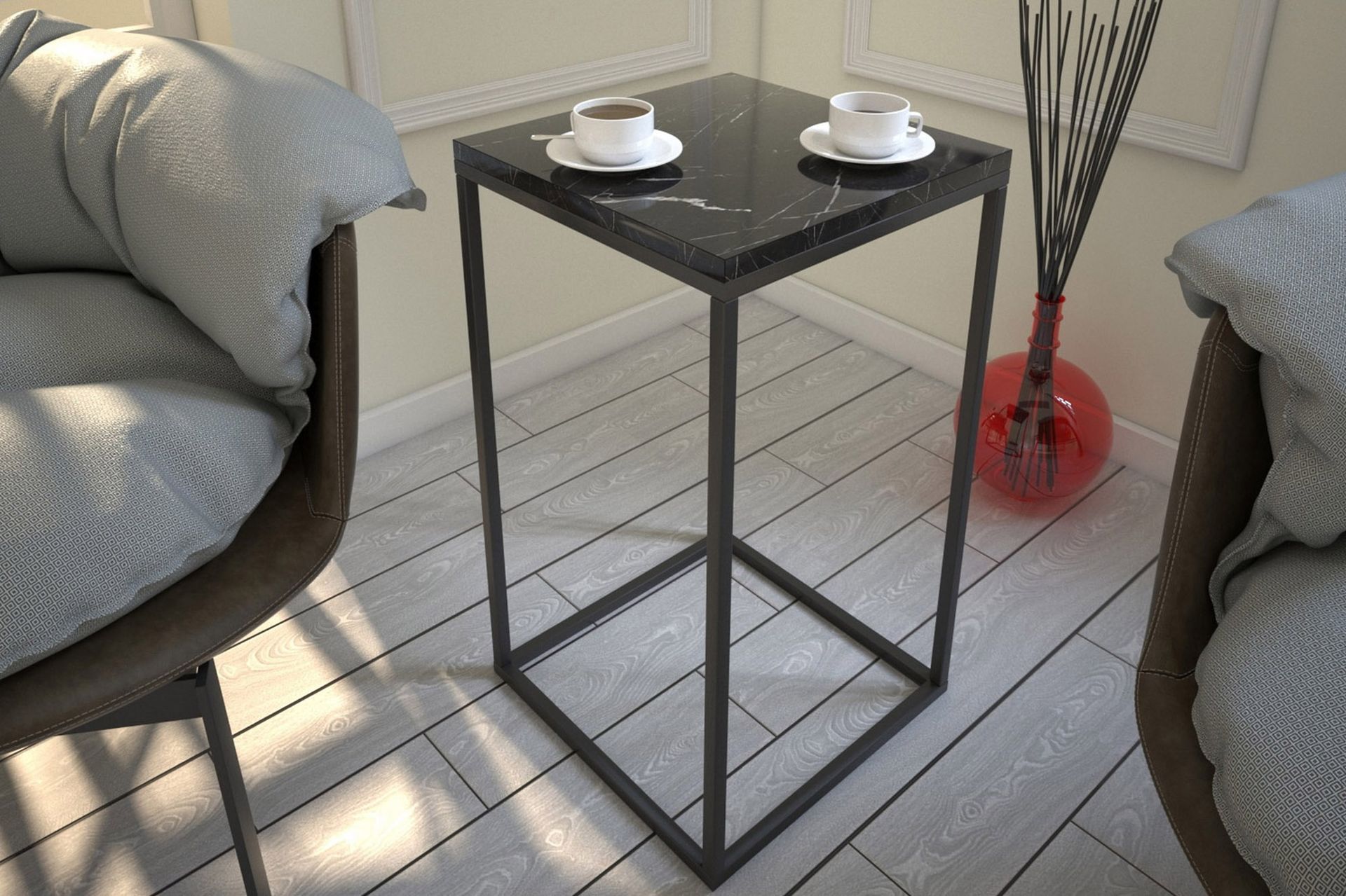 Falan Avlastningsbord 35 cm - Svart/Hvit - Møbler - Bord - Avlastningsbord - Lampebord & sidebord