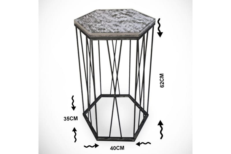 Falan Sidebord 40 cm Heksagon - Hvit/Svart - Lampebord & sidebord - Brettbord og småbord