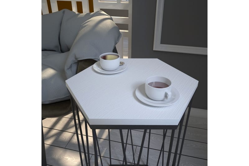 Falan Sidebord 40 cm Heksagon - Hvit/Svart - Møbler - Bord - Avlastningsbord - Lampebord & sidebord