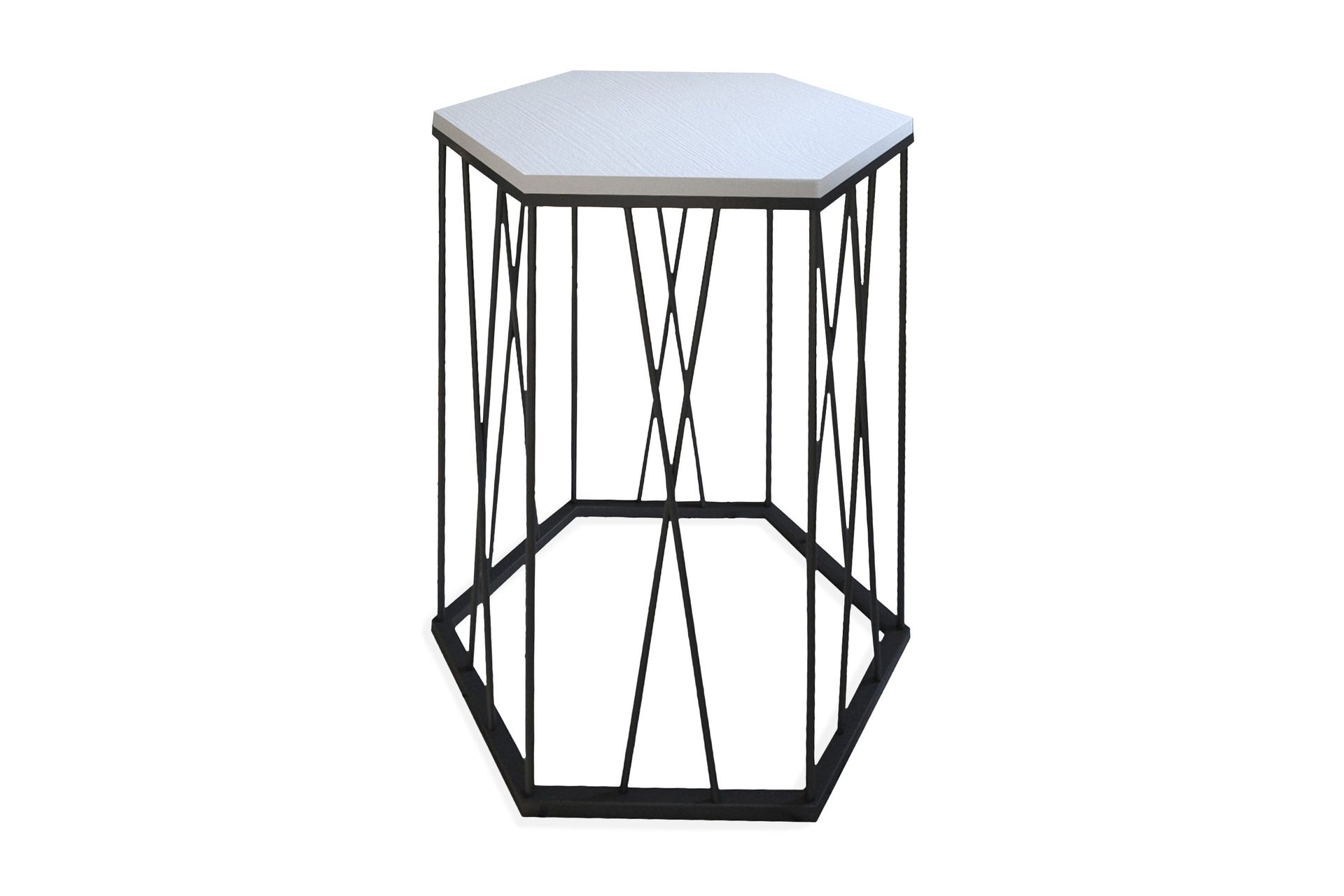 Falan Sidebord 40 cm Heksagon - Hvit/Svart