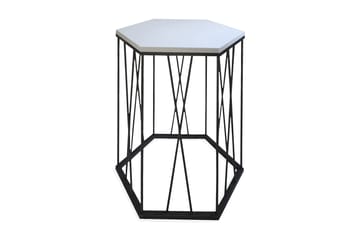 Falan Sidebord 40 cm Heksagon - Hvit/Svart - Møbler - Bord - Avlastningsbord - Lampebord & sidebord