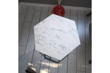 Falan Sidebord 40 cm Heksagon Marmormønster - Hvit/Svart - Møbler - Bord - Avlastningsbord - Lampebord & sidebord