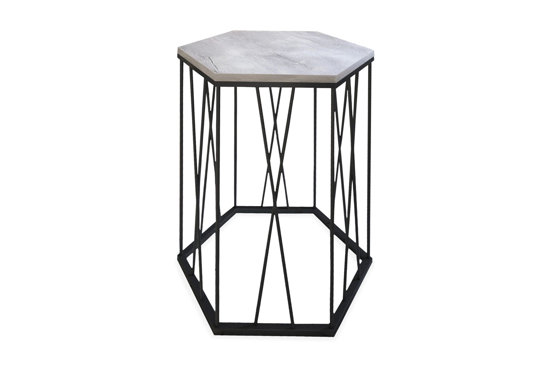 Falan Sidebord 40 cm Sekskant - Hvit/Svart