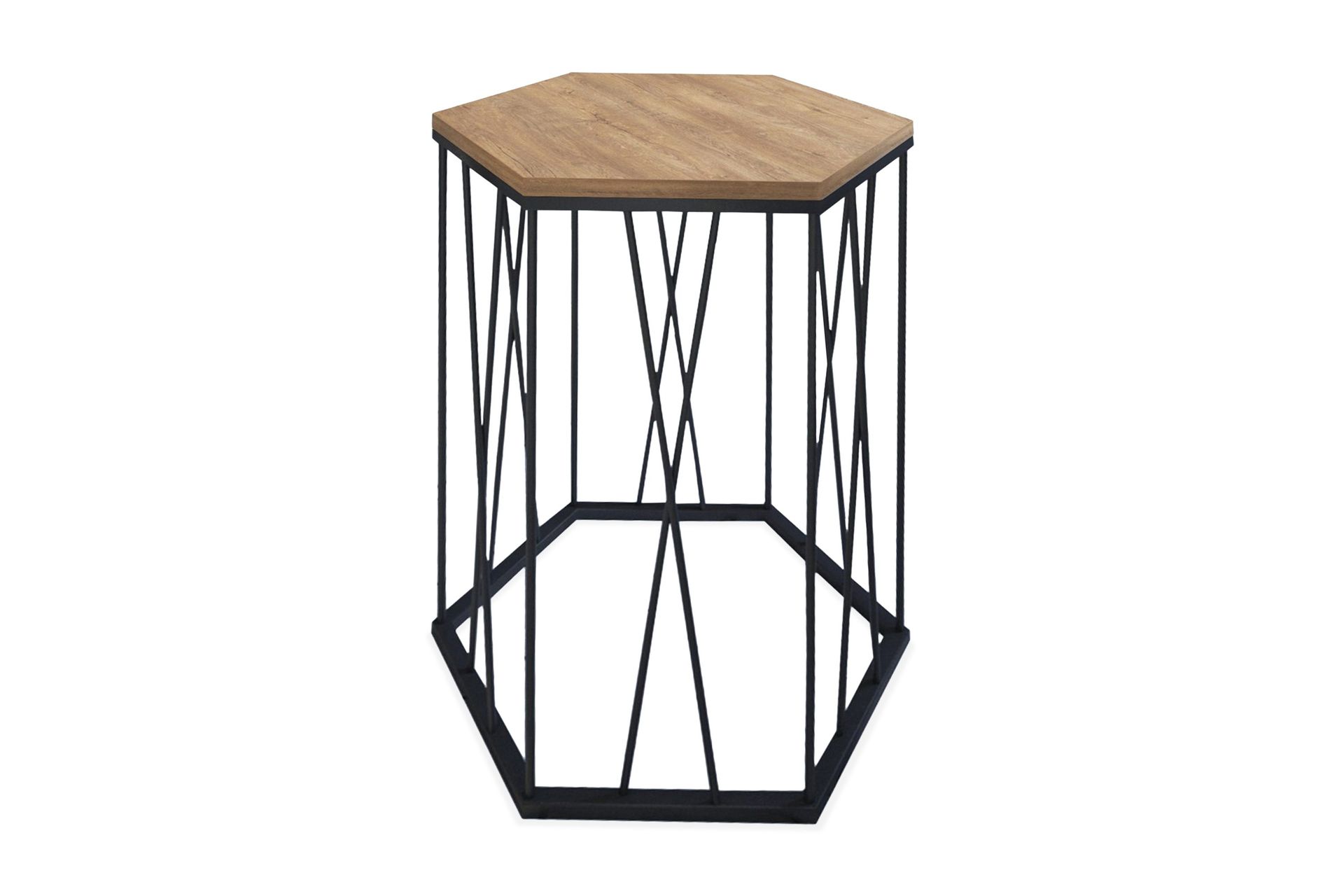 Falan Sidebord 40 cm Sekskant - Lysebrun/Svart